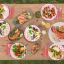 32 Pcs Pink Gingham Party Plates - 7 Inch Checkered Plaid Dessert Plates Disposable Pink and White Paper Plate - For Picnic BBQ Birthday Dinner Party Supplies