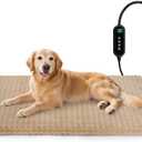 Cat Heating Pad, Waterproof Heated Cat Dog Bed with Adjustable Temperature & Timer, Electric Pet Mat for Indoor Cats Dogs, Chew Resistant Steel Cord（Large : 35"x24" Brown）