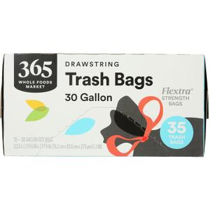 365 by Whole Foods Market, Flextra Strength Drawstring Trash Bags, 30 Gallon, 35 Count