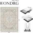 8x10 Neutral Washable Vintage Area Rug for Living Room Bedroom Beige Brown Soft Non Slip Large Throw Rug Lightweight Floral Low Pile Distressed Carpet Office Playroom Home Decor