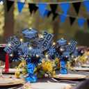 DoubleFill 2 Set Blue Graduation Decorations Class of 2026 Graduation Table Centerpieces Sticks Table Toppers with Lights for College High School Congrats Grad Party Supplies