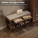 Shoe Bench with Storage, Wooden Shoe Storage Bench with Cushion&Hidden Drawer, 2-Tier Shoe Rack Bench for Entryway, Mudroom, Hallway, 39.4"W x 13.6"D x 21.3"H