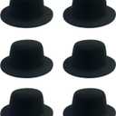 6 Pcs Mini Top Hat Miniature Formal Hats Felt Colorful for Crafts Hair Accessories Christmas Party Ornaments (Black)