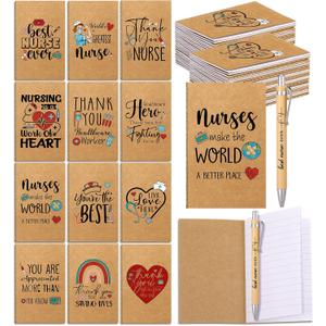 Resurhang 24 Sets CNA Week Gifts Bulk 2026 National Nursing Assistants Week Gifts 24 Pcs A6 Kraft Notebooks with Ballpoint Pen for CNA RN Nursing Student Graduation Assistant Coworker Office Essential