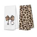 Xiyurlk Cheetah Leopard Nurse Kitchen Towels Set of 2,Nurse Towels Graduation Appreciation Week Gifts for Women,Gifts for New Grad Nurses,Nursing Towels for Kitchen Bathroom, 16x24 Inch