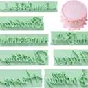 KALAIEN 8Pcs Happy Birthday Fondant Stamp,Custom Cookie Stamp, Happy Birthday Letters Embosser for Cake,DIY Cake Decorating Printing (Green Style 1)