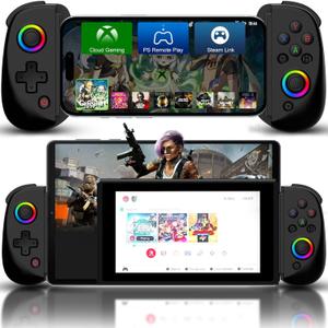 Joso Mobile Gaming Controller for iPhone/iPad/Tablet, Android Wireless Controller with Hall Effects Joysticks, Support PC/Switch, Play Cloud Games/PS Remote Play/COD/Genshin Impact & More - Black (D8)