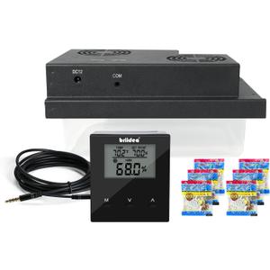 Briidea Electric Humidifiers for Cabinet (1-8 Cubic Ft.), 30% RH~80% RH Humidity Setting Values, Perfect Monitoring Temperature and Humidity, 12V Adapter Power Supply