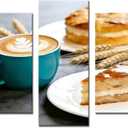 AWLXPHY Decor Coffee Breakfast Wall Art 5 Piece Framed Canvas Prints 40"x20" Kitchen Food Wall Decor for Dining Room Cafe Restaurant Ready to Hang