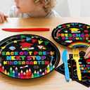 Pre K Graduation Decoration, 160 Preschool Grad Plates and Napkins Tableware Cups Set, Peace Out Pre-K Next Stop Kindergarten Grad Party Tableware Set Decor Supplies Serve 25