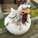 coolboy Chicken Fence Decoration Funny Farm Sculpture Chicken Decorations for Home Garden Stairs,Farm,Patio,Backyard,Resin Craft Chicken Wiht Garden Figurine Statue,3 Chickens a Set