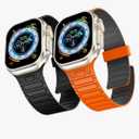 Magnetic Band Compatible with Apple Watch Ultra 2/Ultra Band for Men 49mm 46mm 45mm 44mm 42mm, Silicone Sport Waterproof Loop Strap Magnet Link for iWatch Series SE 10 9 8 7 6 5 4 3 2 1(2PCAK)