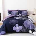 Purple Comforter Set Queen Size Floral Bedding Set for All Seasons