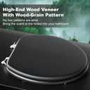 Black Elongated Wood Toilet Seat Support 400 lbs, Heavy Duty Toilet Seat with Wood Veneer for Home Bathroom, Wooden Toilet Lid with Chrome Hinges, Grip-Tight Bumpers, Easy Clean, Easy Install