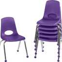 FDP 14" School Stack Chair,Stacking Student Seat with Chromed Steel Legs and Ball Glides For In-Home Learning or Classroom - Purple (6-Pack), 10363-PU