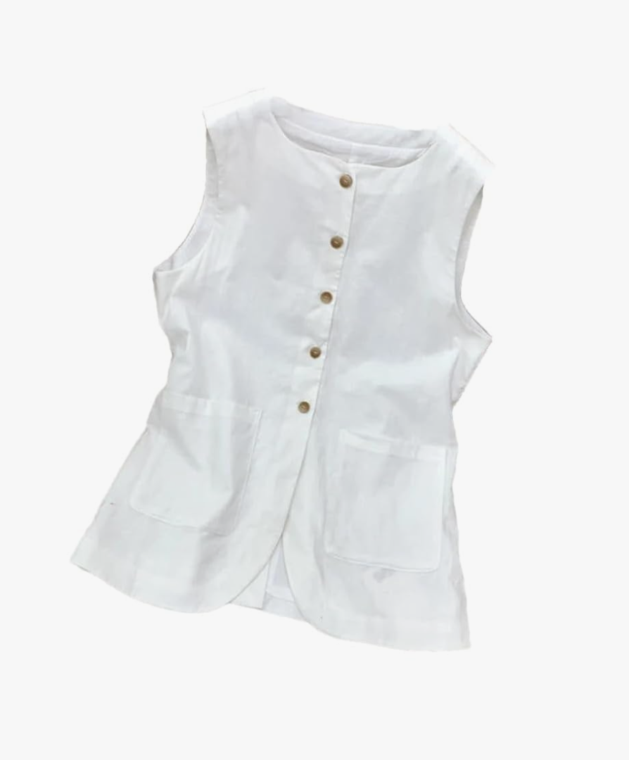 Womens Casual Commuting Vest Single Breasted Sleeveless Jackets Coat Solid Breathable Gilet, Color: Apricot, Size: M