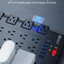 SUPERDANNY Power Strip Surge Protector, 22 AC 6 USB, 2100J, 6.5Ft,1875W/15A