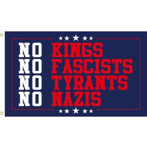 2 x WENWELL No Kings No Fascists No Tyrants Flag, 3x5 Ft Patriotic Banner, Navy Blue Polyester, Stars and Stripes Design