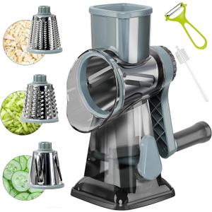 Rotary Cheese Grater Multi-Purpose Stainless Steel Cheese Shredder - Cheese Grater With Handle Effortless Grating of Carrots, Potatoes, Vegetables, and Fruits (Blue)