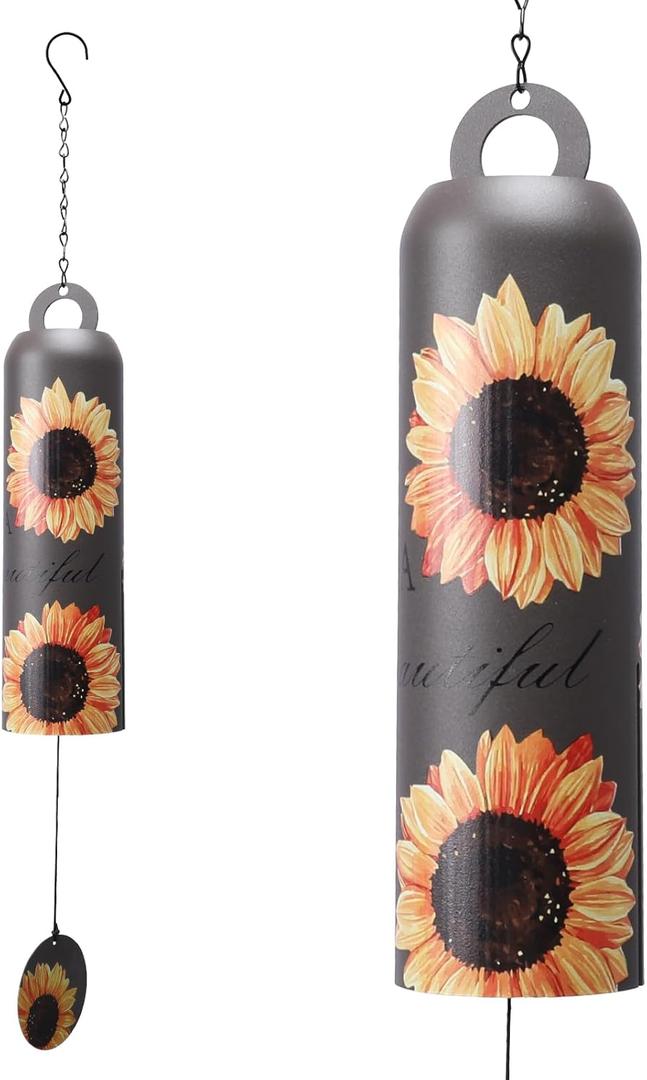 Taman Wind Chime - 28" Sunflower Metal Wind Bell Deep Tone Serenity Valentine's Day Gift Mobile Memorial Sympathy Gift for Home, Outdoor, Yard, Patio,Garden Decor