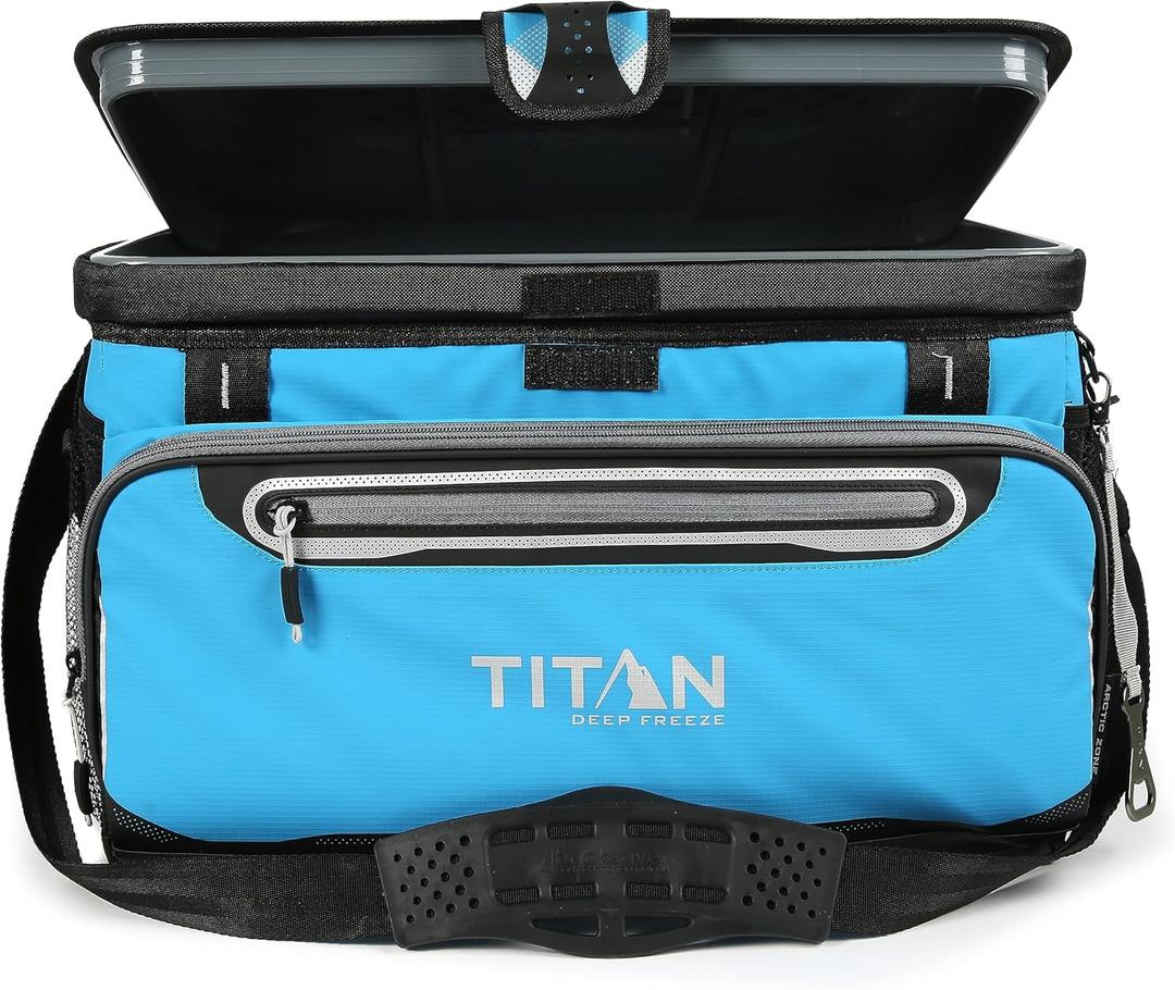 Titan by Arctic Zone Deep Freeze Cooler - 48 Can Zipperless Hardbody Cooler with Deep Freeze Insulation, HardBody Liner, and SmartShelf - Process Blue
