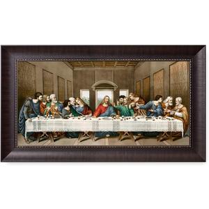 DECORARTS The Last Supper by Leonardo Da Vinci. Giclee Prints on Canvas with Matching Retro Style Brown Frame. Total Size w/Frame: 33x19, Ready to Hang. GY