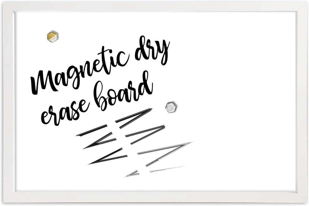 Loddie Doddie Magnetic Dry Erase Board - 24 x 36 in, White Frame - Wall-Mount Whiteboard for Office & Home - Stain-Resistant Magnetic Whiteboard for Wall - Built-in Tray on Marker Board