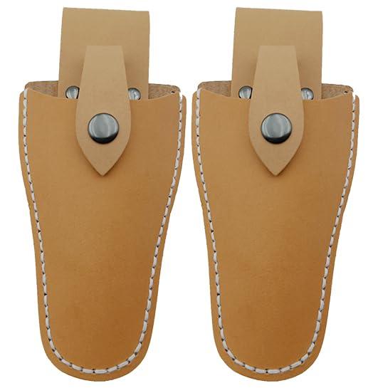 Pruner Holster,Garden Leather Hanging Pouch with Safety Lock for Hanging Pruning Shears for Garden Pruning Pliers Shears Scissors (Brown-2)