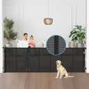 Reinforced 100 Wide Retractable Baby Gate with Support Rods, Upgrade Extra Wide Dog Gate Retractable Pet Gate to Prevent Crawling Through, Indoor/Outdoor Mesh Gate for Large Openings (Black)