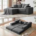 Modular Sectional Loveaeat Cloud Sofa, Boneless Couch with Non Slip Base, Cozy Sleeper Sofa for Customizable Living Spaces, Modern Modular Couch with L-Shape Chaise, Deep Seat & No Assembly, Grey (79''*68.8''*25.6'')