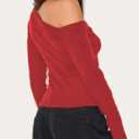 Women's Off The Shoulder Cropped Cardigan Sweaters Long Sleeve Button Down Ribbed Slim Fit Going Out Shirts Fall (Medium)