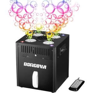 Stage Bubble Machine with Lights, DMX Control, Wireless Remote - Perfect for Weddings, Commercial Performances, Kids Parties, and Carnivals