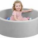 Wilwolfer Foam Ball Pit for Toddlers, Large Baby Ball Pit for Babies with Soft Memory Sponge, Indoor Outdoor Baby Playpen, Kids Play Ball Pool, Gift Toys for Infants Boys and Girls (Gray, NO Balls), 33.5x10.5"/NO Balls
