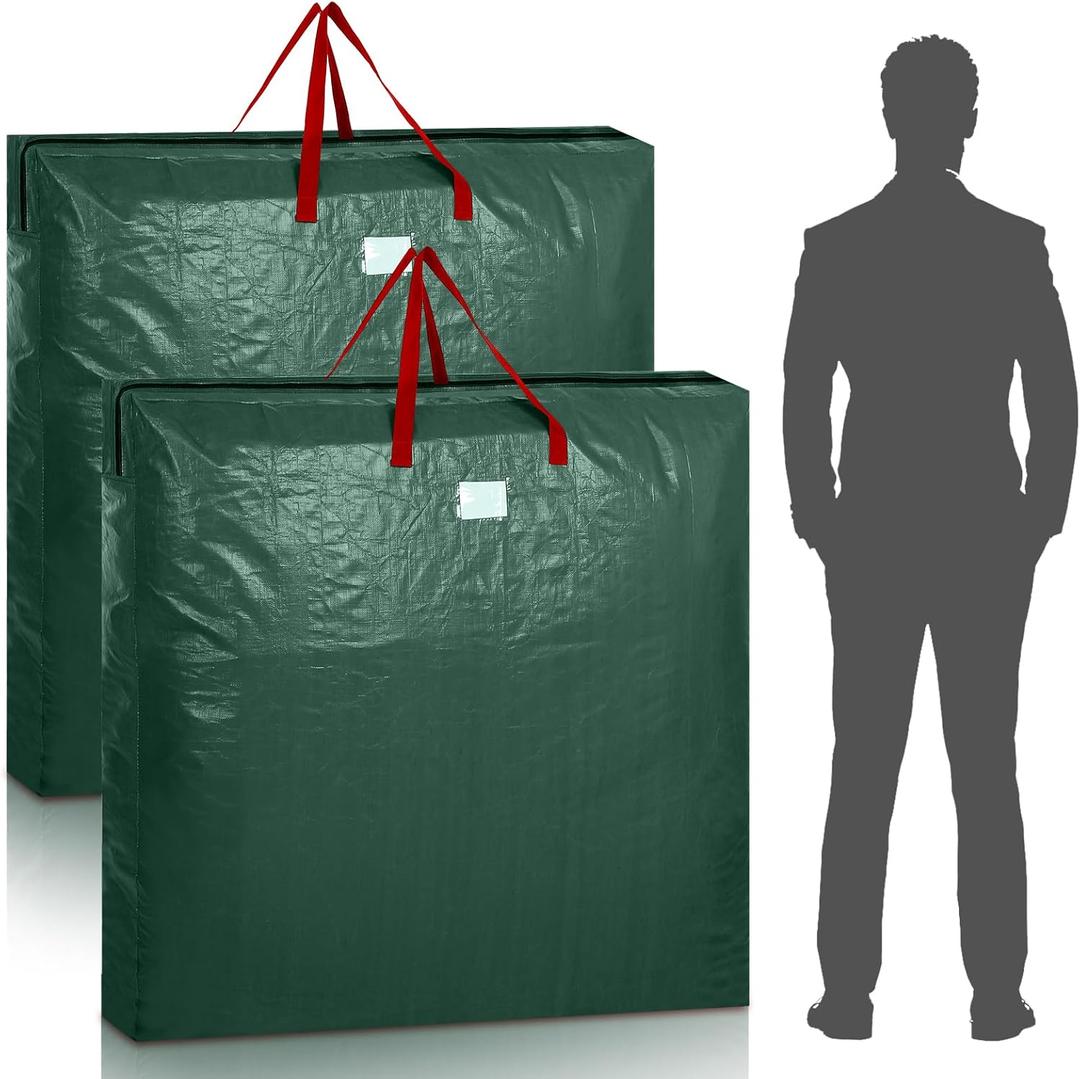 2 Pcs 48 Inch Christmas Wreath Storage Bags Christmas Wreath Storage Containers with Handle Extra Large Waterproof Zipper Garland Bag for Protect Xmas Holiday Garland Ornament (Green)
