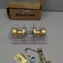 Kwikset Pismo Interior Privacy Door Knob with Lock, Door Handle for Bathroom and Bedroom, Satin Brass, Round, Keyless Turn Lock Doorknob, Microban Protection (1 Pack)