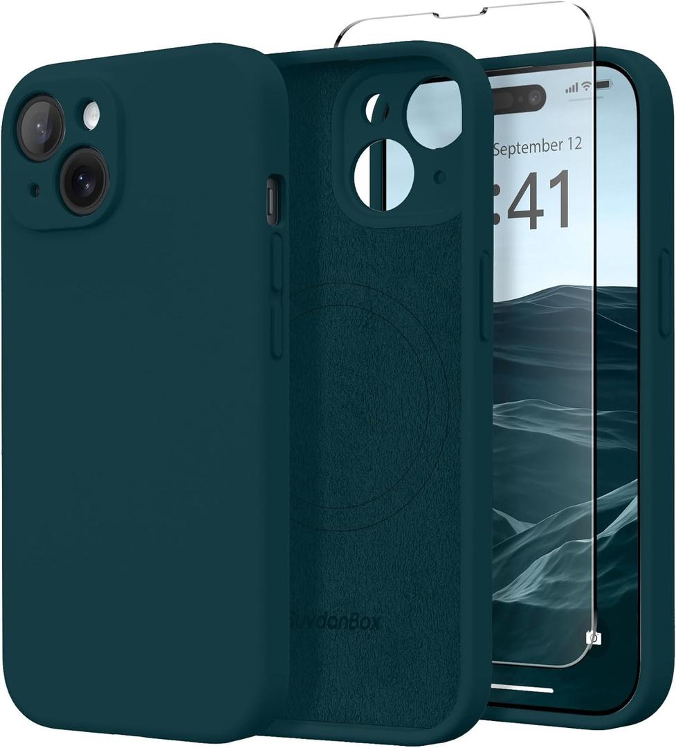 Magnetic for iPhone 13 Case, Compatible with MagSafe, [Full Camera Protection][Screen Protector] Silicone Shockproof Protective Phone Case for iPhone 13 6.1", Deep Blue