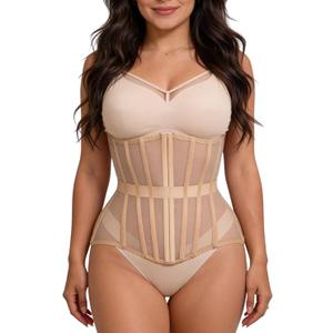 Mesh Corset Waist Trainer for Women - Underbust Corset Lace Up - Waist Cincher Shapewear - Body Shaper, S