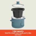 Bella 1.5 Qt Slow Cooker with 3 Heat Manual Control, Ceramic Nonstick Coating, Dishwasher Safe Stoneware Pot and Tempered Glass Lid, Tangle Free Cord Wrap & Cool Touch Handles, Seaglass, 1.5 Quarts