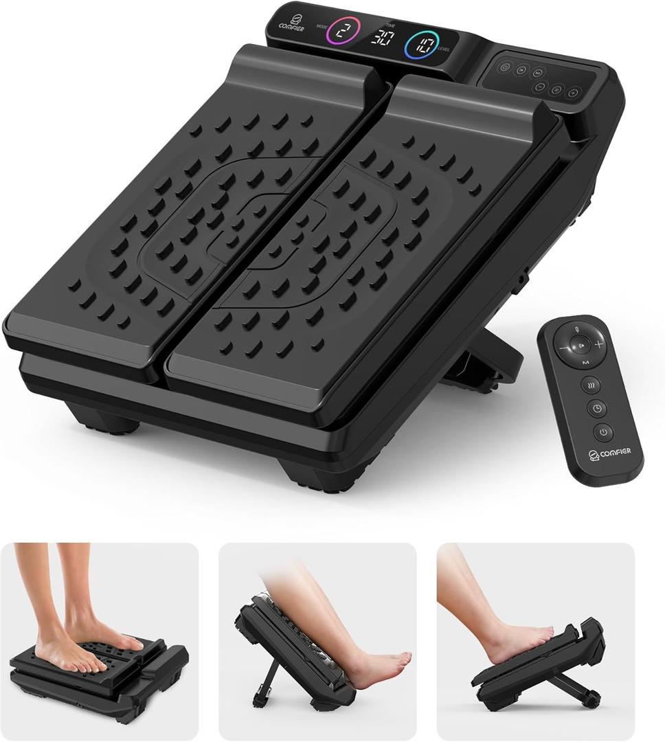 Foot Massager for Neuropathy,Plantar Fasciitis, High-Frequency Vibration Feet Massager with Heat, 30 Speed Levels & 3 Angles Relax Calf Leg and Foot for Circulation Pain Relief, Remote Control (Black)