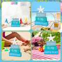 4Pcs The Beach is My Happy Place Table Signs Starfish Beach Wooden Tabletop Centerpiece Blue Rustic Summer Decorations for Office Home Shelf Mantel Tiered Tray Decor
