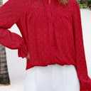 PRETTYGARDEN Lace Long Sleeve Shirts Casual Button Down Going Out Tops Hollow Out Eyelet Blouses 2026 Spring Fashion Clothing(Red,Small) (Red, S)