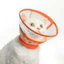 PUPTECK Cat Cone Collar Soft for Neck, Cat Recovery Collar to Stop Licking After Surgery, Adjustable Elizabethan Pet Collar for Small Medium Cats Kittens, Orange S (S - Neck Girth 6-9in, within 6.6lbs)