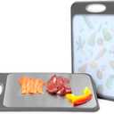 Cutting Board Double Sided Non Slip, Stainless Steel Cutting Boards for Kitchen,Chopping Boards for Kitchen With Juice Groove Wheat Straw PP,16X11 In, Easy To Clean