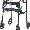 Drive Medical 10243 Clever Lite Deluxe Foldable Rollator Walker, Blue