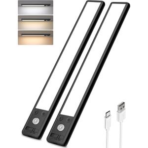 EZVALO Under Cabinet Lighting Wireless, 3 Color Temps Motion Sensor Lights Indoor, 62 LED Rechargeable Under Cabinet Lights, Dimmable Under Counter Lights for Kitchen, Closet, Stairs (1 Pack) (Space Gray)