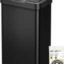 EKO Mirage-T 50 Liter / 13.2 Gallon Touchless Rectangular Motion Sensor Trash Can, Brushed Stainless Steel Finish (Matte Black)