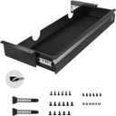 VEVOR Under Desk Drawer Slide Out, 26 inch Under Desk Mounted Pull-out Drawer Attachment, Hidden Under Counter Drawers for office Home Sit Stand Workstation, Black