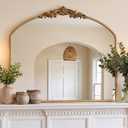 PERFNIQUE Vintage Mirror, 36" X 30" Arched Antique Baroque Mirror, Gold Traditional Wall Decor, Ornate Decor Anthro Look Alike Decor for Bathroom Living Room Fireplace Entryway Hallway