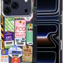 MOSNOVO for iPhone 17 Pro Case | Military Grade 6.6ft Drop Tested | Camera Control | Clear with Air Ticket Labels Design