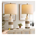 BOBOMOMO 24.5" Farmhouse Boho Table Lamps Set of 2, Hand-Woven Rattan Bedside Lamps with 3-Way Dimmable Touch Control & USB A+C Ports, Nightstand Lamp for Bedroom, Living Room, Corner (Bulbs Included)